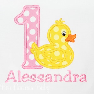 Rubber Duck Birthday, Personalized Girls Applique 1st Birthday Shirt, Any Age, Any Colors