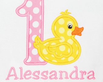 Rubber Duck Birthday, Personalized Girls Applique 1st Birthday Shirt, Any Age, Any Colors