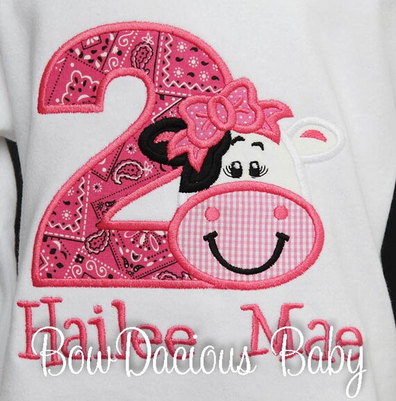Girls Cow Birthday Shirt, Girl Farm Birthday Shirt, Pink Cow Birthday Shirt, Gingham, Cow Party, Bandanna, Custom, Any Age, Cow 1st Birthday Il_570xn