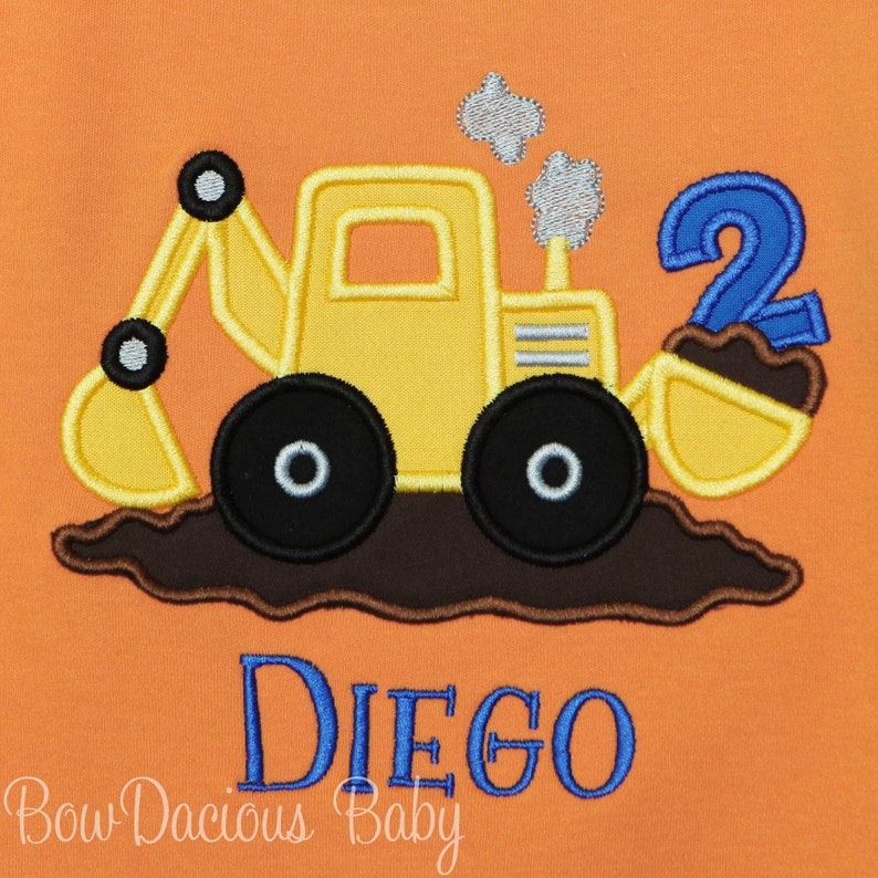 Construction Birthday Shirt, Excavator, Personalized, Embroidered, Custom, Any Age and Colors image 5
