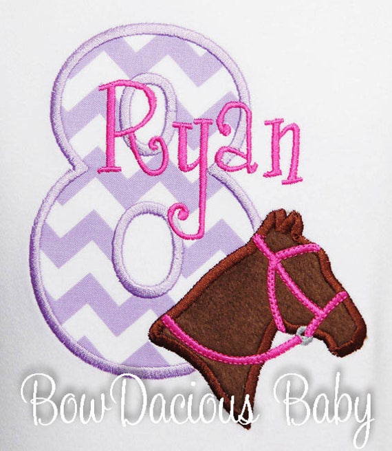 Horse Birthday Shirt, Girl's Horse Birthday Shirt, Custom Horse Birthday Shirt, Any Age, You Pick Fabrics and Font Il_570xn