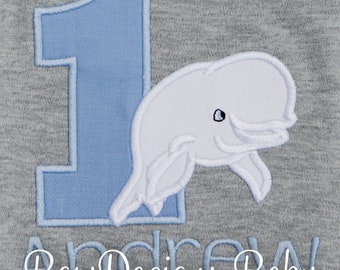 Beluga Whale Birthday Shirt, Beluga Whale Birthday Bodysuit, Whale Birthday, Any Age, You Pick the Fabrics, Whale First Birthday