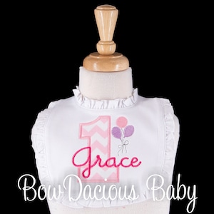 Balloon Birthday Bib, Birthday Balloons Bib, First Birthday Bib, Embroidered Birthday Bib, Custom, YOU PICK