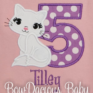 Cat Birthday Shirt, Cat Birthday Party Supplies, Kitty Birthday, Any Age, Girls Personalized Birthday Shirt Pink and Purple, CUSTOM COLORS