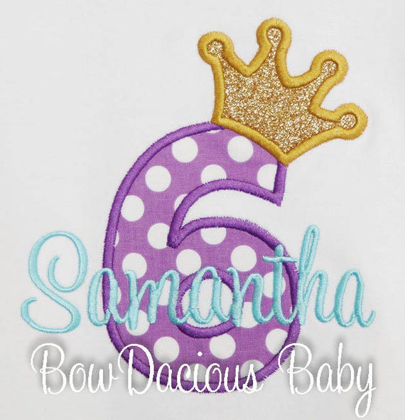 Girls Birthday Shirt, Personalized Birthday Shirt, Princess Crown Number, Monogrammed, Girls Birthday Shirt, Tank, Bodysuit, Romper, Gift Il_570xn