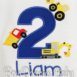 Construction Birthday Shirt or Bodysuit, Boys Construction Vehicles, Birthday Party, Custom, Any Age, Any Colors, 1st, 2nd, 3rd, 4th, 5th