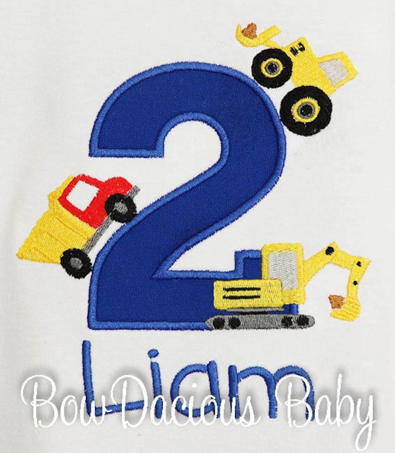 Construction Birthday Shirt or Bodysuit, Boys Construction Vehicles, Birthday Party, Custom, Any Age, Any Colors, 1st, 2nd, 3rd, 4th, 5th Il_570xn