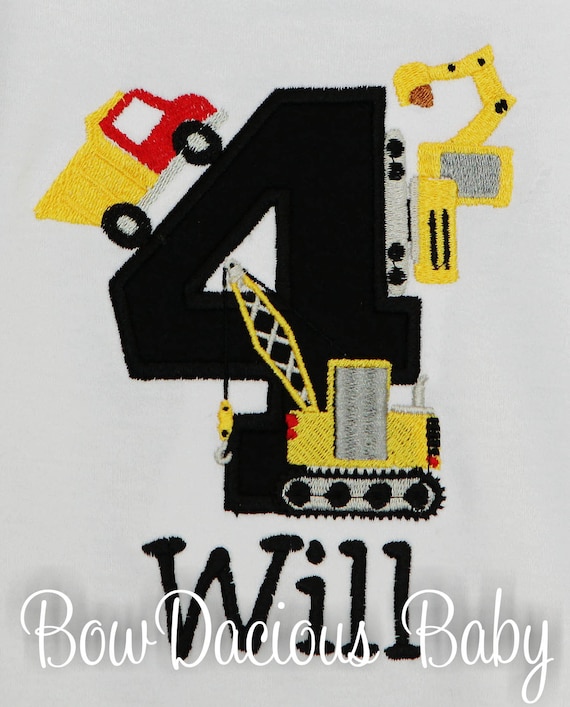 Construction Birthday Shirt, Construction Vehicles, Birthday Party, Custom, Any Age, Any Colors, 1st, 2nd, 3rd, 4th, 5th, Custom Il_570xn