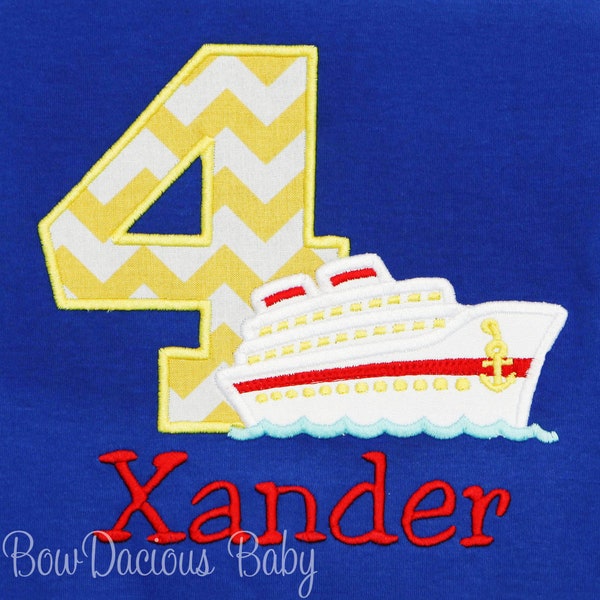 Cruise Ship Birthday Shirt, Cruise Birthday Shirt, Custom Cruise Ship Birthday Shirt, You Pick Fabrics and Font, Ages 1-9 Available
