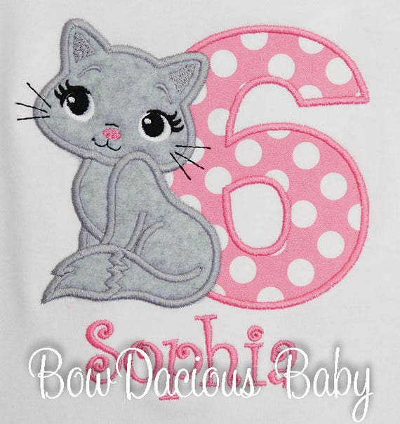 Cat Birthday Shirt, Cat Personalized Shirt or Bodysuit, Cat Birthday Outfit, Kitty Birthday, Kitten Shirt, Custom, Any Age, Any Color Il_570xn