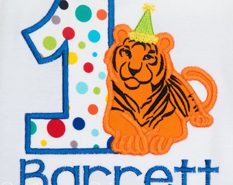 Kid's Birthday Shirt, Tiger Birthday Shirt, Zoo Birthday, Safari Birthday, Any Age and Colors