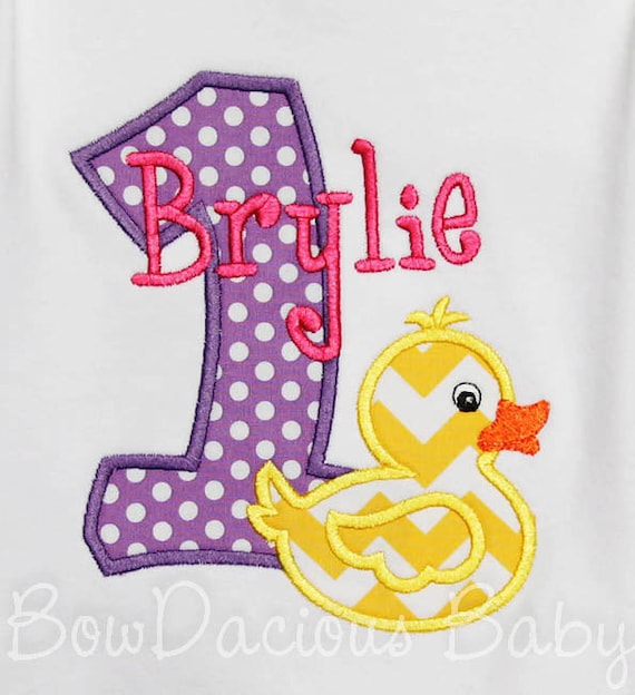 Duck Birthday Shirt, Number, Monogrammed, Appliqued, Custom Fabric, Girls Birthday Shirt, Shirt, Tank,Bodysuit,Romper, Gift Il_570xn