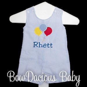 Monogrammed Baby Boy Birthday Jon Jon, Personalized Boys Jon Jon, Boys Cake Smash Outfit, Balloon Birthday Outfit, Custom, Any Colors