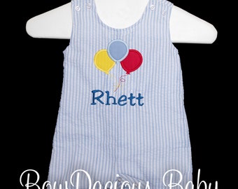 Monogrammed Baby Boy Birthday Jon Jon, Personalized Boys Jon Jon, Boys Cake Smash Outfit, Balloon Birthday Outfit, Custom, Any Colors