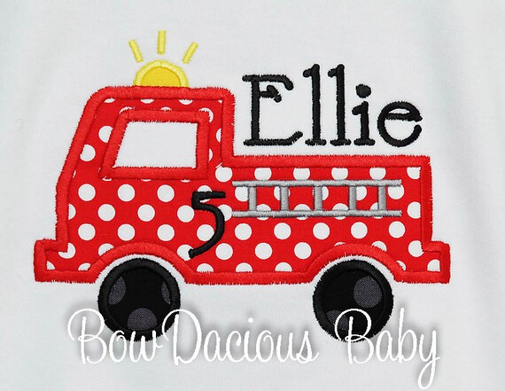Girls Fire Truck Birthday shirt, Fire Engine Birthday Shirt, Firefighter Birthday Shirt, Custom, Any Age Il_570xn