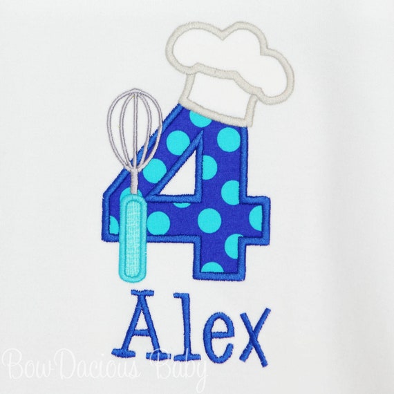 Birthday Chef Applique, Chef Birthday Shirt, Chef Shirt, Cooking Birthday Shirt, Baking Birthday Shirt, Personalized, ANY AGE/COLORS Il_570xn