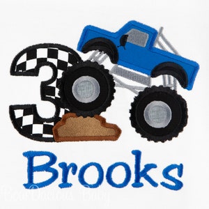 Monster Truck Shirt, Monster Truck Applique, Monster Truck Birthday, Personalized Birthday Shirt, Boy Monster Truck, Custom, Any Colors
