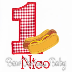Hot Dog Birthday Shirt, BBQ Birthday Shirt, Boys Hot Dog Birthday Shirt, Personalized Birthday Shirt, Embroidered, Any Age, CUSTOM COLORS
