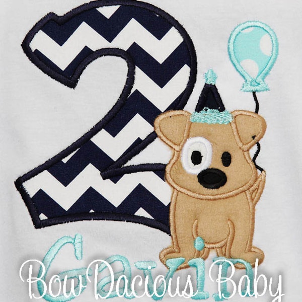 Second Birthday Boy Shirt, 2nd Birthday, Puppy Second Birthday, Boy 2nd Birthday Outfit, Personalized Birthday, Puppy Dog Birthday, Any Age