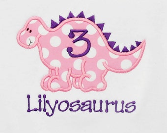 Girl's Dinosaur Birthday Shirt, Dinosaur Birthday Shirt, Custom Dinosaur Birthday Shirt, Any Age, You Pick Colors, Free Personalization