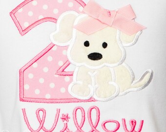 Puppy Birthday Shirt, Personalized Puppy Birthday, Girl's Puppy Birthday Shirt, Dog Birthday Shirt, Puppy Birthday, Custom, Appliqued