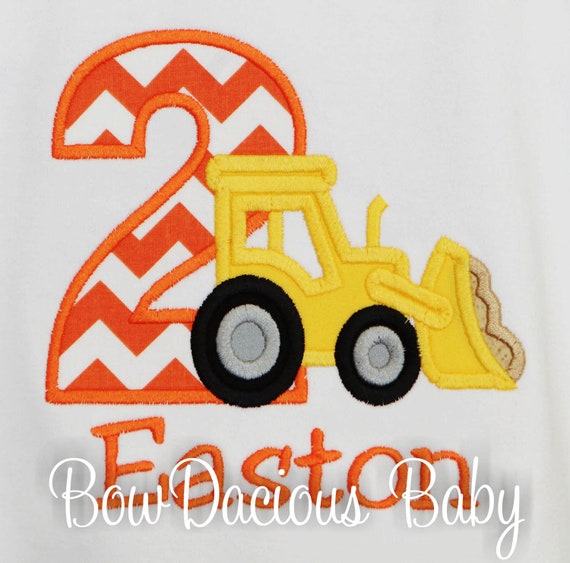 Construction Birthday Shirt, Loader Birthday Shirt, Construction Shirt, 2nd Birthday Shirt, Any Age, You Pick Fabrics and Font Il_570xn