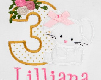 Rabbit Birthday, Girl's Bunny Birthday Shirt, Bunny Birthday Shirt, Bunny with Flowers Birthday Shirt, Custom, ANY AGE/COLORS