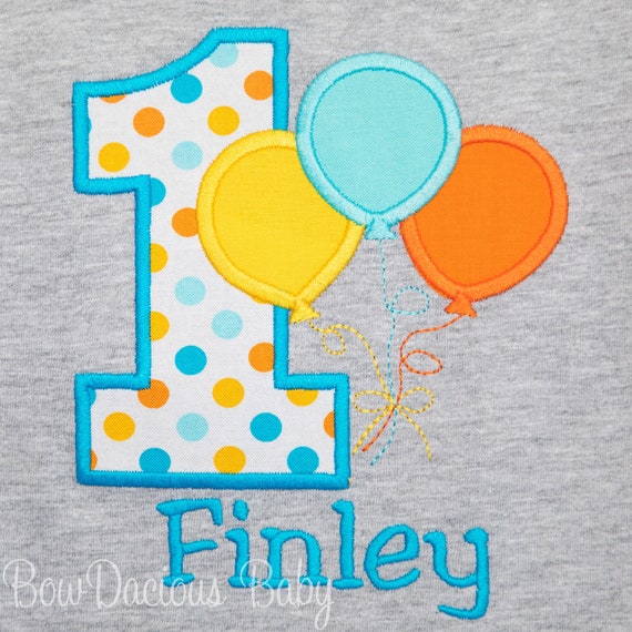 Balloon Bunch Embroidered Birthday Shirt, Boys Birthday Shirt, Any Age, Colorful Personalized, Boy or Girl, Embroidered, Any Age, Custom Il_570xn