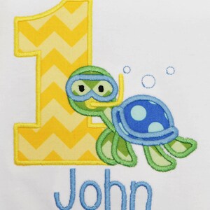 Sea Turtle birthday Shirt or Bodysuit, Personalized Under the Sea birthday, Beach Birthday, Boys or Girls, Custom, Personalized, Any Colors