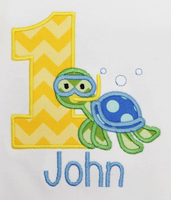 Sea Turtle birthday Shirt or Bodysuit, Personalized Under the Sea birthday, Beach Birthday, Boys or Girls, Custom, Personalized, Any Colors Il_570xn