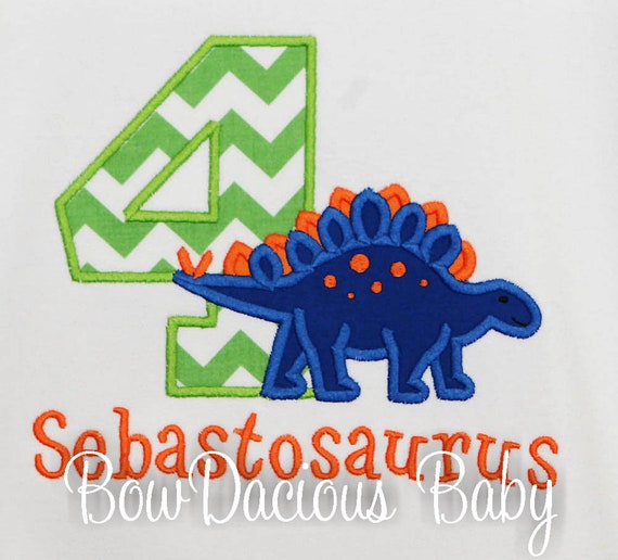 Dinosaur Birthday Shirt, Stegosaurus Birthday Shirt or Bodysuit, ANY AGE/COLORS Il_570xn