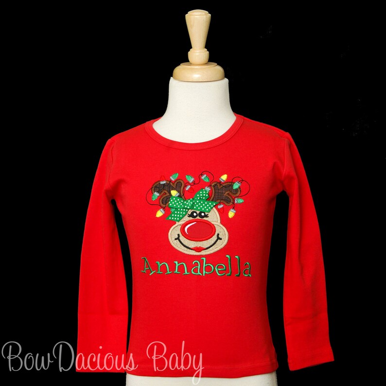 Christmas Shirts Girls Christmas Shirt Girl's Reindeer Etsy