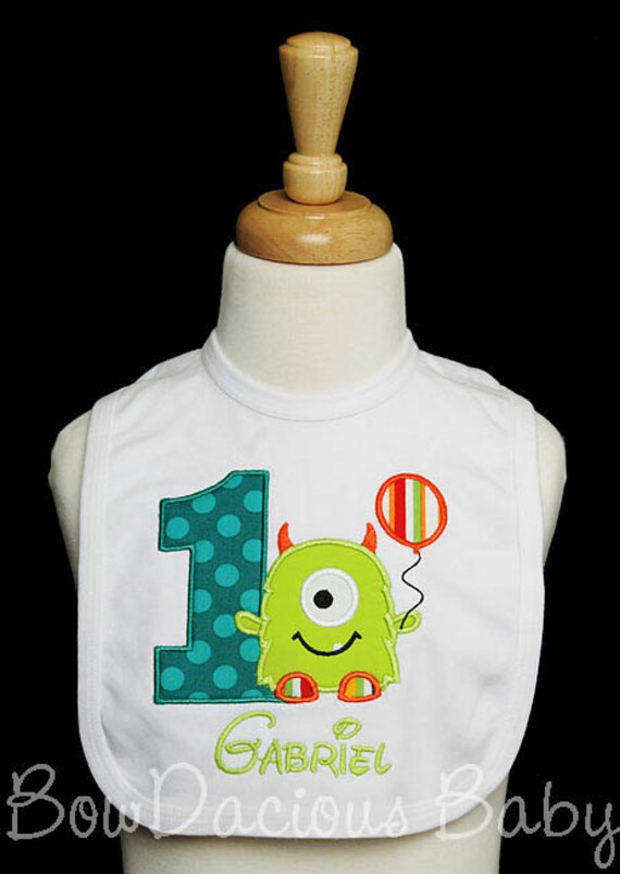 Monster Birthday Bib Monster Number Bib Birthday Boy Bib Baby Boy