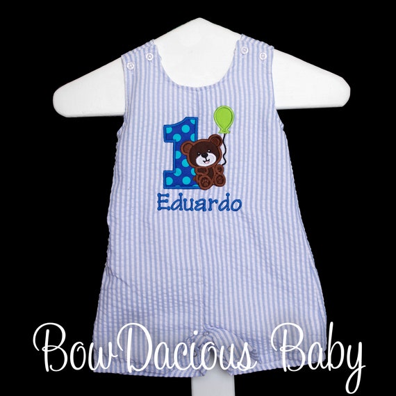 Teddy Bear First Birthday, Bear Birthday Jon Jon Romper, Teddy Bear Picnic Birthday Outfit, Bear 1st Birthday Outfit, Custom Il_570xn