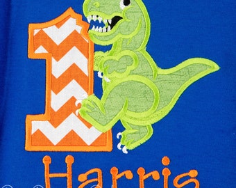 T-Rex Dinosaur Birthday Shirt,  Kids Personalized Dinosaur T-Shirt, Any Colors, Name, and Age, Children's Birthday Dino, CUSTOM