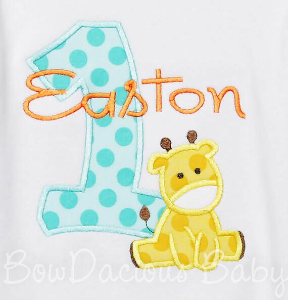 Boy's Giraffe Birthday Shirt, Number, Giraffe, Zoo Monogrammed, Custom Colors, Girls Birthday Shirt, Personalized Birthday Shirt Il_570xn