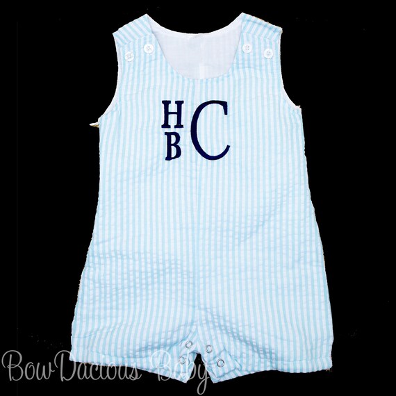 Monogrammed Boys Jon Jon, Baby boy Easter or Summer Outfit