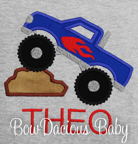 Monster Truck Birthday Shirt, Boy's Monster Truck Birthday Shirt, Personalized Monster Truck Birthday Shirt, Any Age, You Pick Fabrics Il_570xn
