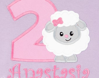 Lamb Birthday Shirt, Sheep Birthday Shirt, Boys or Girls, Personalized, Appliqued, Embroidered, Custom, Any Age and Colors