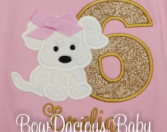 Puppy Birthday Shirt, Girl's Puppy Birthday Shirt, Dog Birthday Shirt, Puppy Birthday, Pink and Gold, Custom, ANY AGE/COLORS