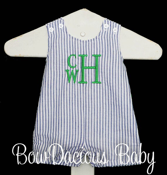 Bailey Boys Baby / Toddler Jon Jon with Tabs - Aqua Palm Seersucker
