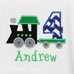 Embroidered Train Birthday Shirt, Choo Choo Embroidered Train Birthday Shirt, Train Party Shirt, Any Age and Colors image 1