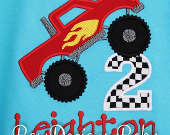 Personalized Monster Truck Birthday Shirt: Custom Colors, Any Age