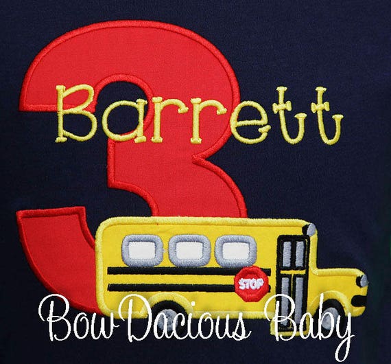 Bus Birthday Shirt or Bodysuit, Custom, Any Age, 1st Birthday, 2nd Birthday, 3rd Birthday, 4th Birthday, 5th Birthday, Any Colors Il_570xn