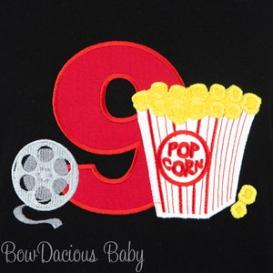 Movie Birthday Shirt, Popcorn Birthday Shirt, Film Reel Birthday Shirt, Movie Theme Birthday Shirt, Red Carpet Birthday Shirt, CUSTOM