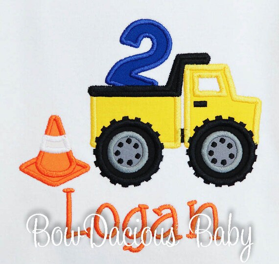 Dump Truck Birthday Shirt, Construction Shirt or Bodysuit, Construction Party, Boy Birthday Shirt, Custom, First, Second, Third, Fourth Il_570xn