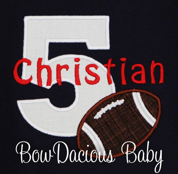 Football Birthday Shirt or Bodysuit, Football Birthday, Personalized Football 1st Birthday Shirt or ANY AGE, Appliqued, Embroidery, Custom Il_570xn
