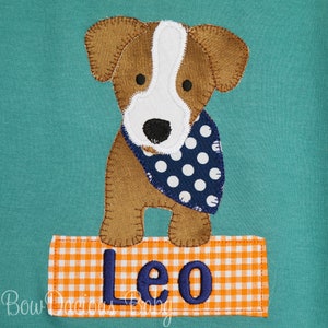 Boy Applique Shirt, Personalized Dog Applique Shirt with Name, CUSTOM, ANY COLORS