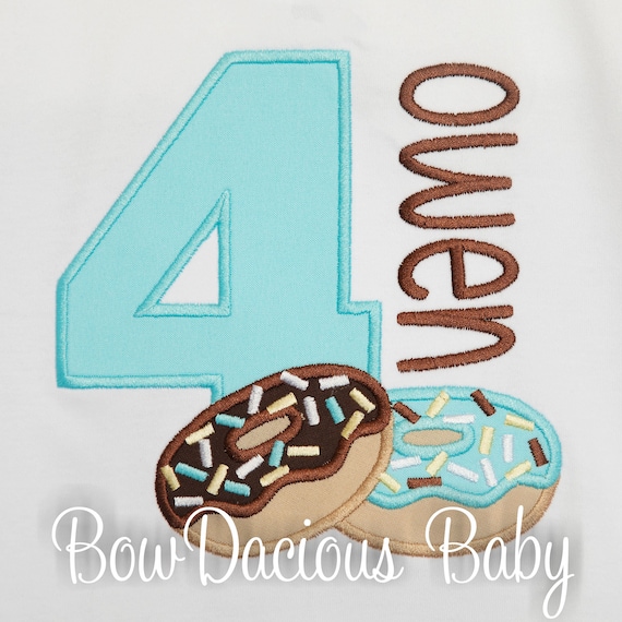 Donut Boys Birthday Shirt, Boys Donut Shirt, Any Age, Any Colors, Applique, Embroidered Il_570xn