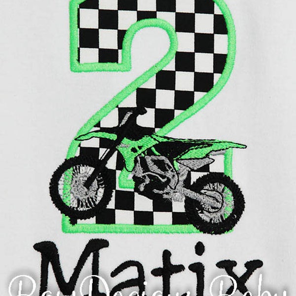 Dirt Bike Birthday Shirt or Bodysuit, Custom, Any Age, Any Colors